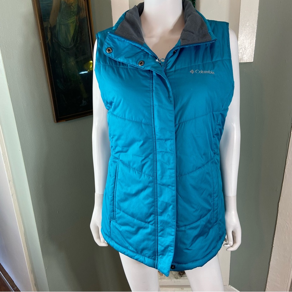 New NWT Columbia Women's Horstman Glacier III Vest Blue Quilted Fleece Lined L